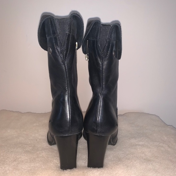 Harley Davidson Black Heeled Leather Boots 5.5 - Picture 3 of 14
